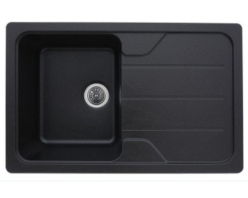 Мийка гранітна Platinum Verona 780х500 мм. Матовий чорний металік