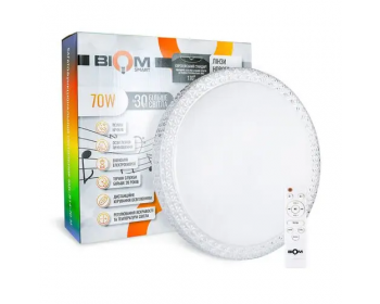 Світильник cвітлодіодний Biom SMART SML-R14-70-M 3000-6000K+RGB 70Вт з д/у музич. ВТ APP