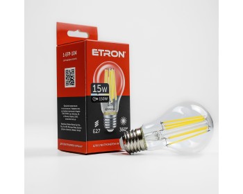 Світлодіодна лампа ETRON Filament 1-EFP-104 A60 15 W 4200K E27 прозора