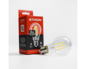 Світлодіодна лампа ETRON Filament 1-EFP-110 A60 8 W 4200K E27 прозора
