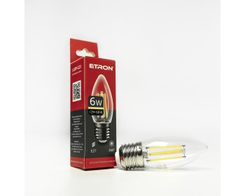 Світлодіодна лампа ETRON Filament 1-EFP-123 C37 6W 3000K E27 прозора