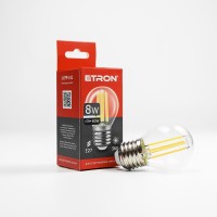 Світлодіодна лампа ETRON Filament Power 1-EFP-141 G45 8W 3000K E27 прозоре скло