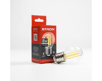 Світлодіодна лампа ETRON Filament Power 1-EFP-142 G45 8W 4200K E27 прозоре скло