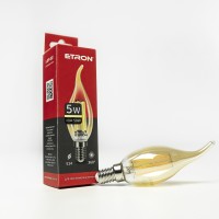 Світлодіодна лампа ETRON Filament 1-EFP-182 C35 5 W 2700K E 14 tailed, напилення золото