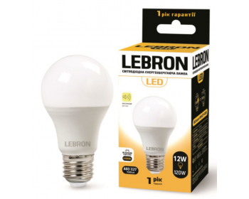 Світлодіодна лампа LED Lebron L-A 60, 12W, Е27, 6500К, 1100 Lm. Акустичний датчик