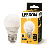 Світлодіодна лампа LED Lebron L-G45, 4W, Е27, 220V, 3000К, 320LM 