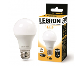 Світлодіодна лампа LED Lebron L-A60, 10W, Е27, 4100К, 900Lm