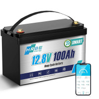Акумулятор HRBEEnergy LiFePO4 12V/100AH (1280W*h), Smart BMS, Bluetooth APP, (літій-залізо-фосфатний акумулятор для ДБЖ (UPS))
