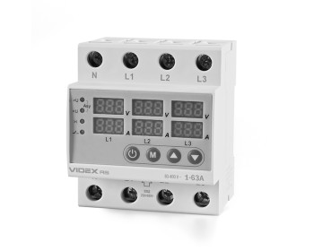 Трифазне реле контролю напруги та струму VIDEX RESIST 145-300В 1-63А