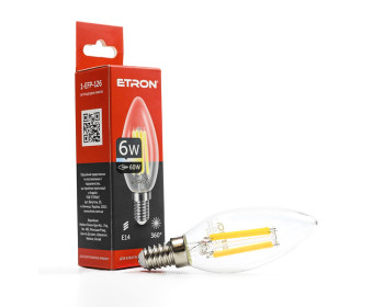 Лампа світлодіодна ETRON Filament Power 1-EFP-126 C37 E14 6W 4200К