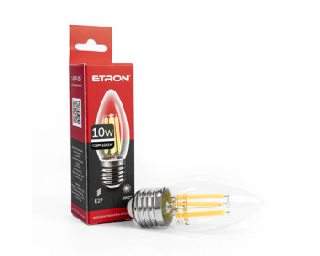 Лампа світлодіодна ETRON Filament Power С37 10W 4200K E27 прозоре скло(1-EFP-116)