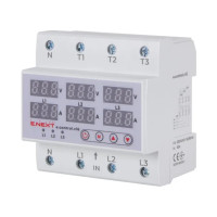 Реле контролю напруги та струму трифазне 63А з індикацією e.control.v16