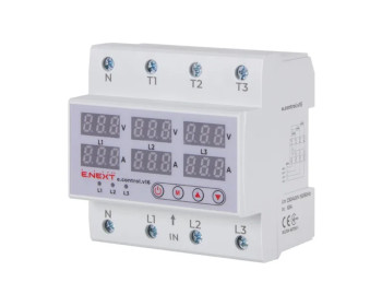 Реле контролю напруги та струму трифазне 63А з індикацією e.control.v16
