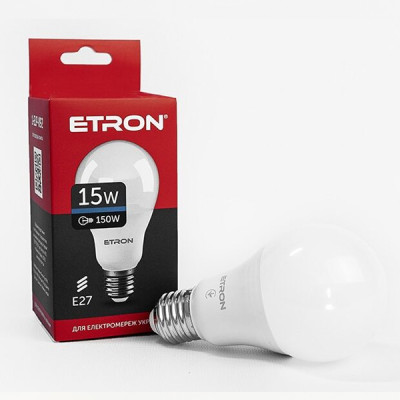 Світлодіодна LED лампа ETRON 15W A65 6500K E27 холодне світло 15W A65 6500K E27